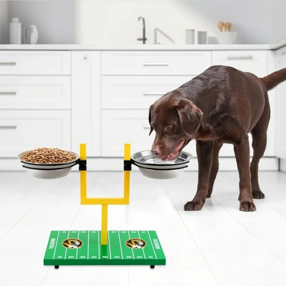 Pets First NCAA Goalpost Elevated Dog Feeder Stainless Steel & Adjustable Bowl